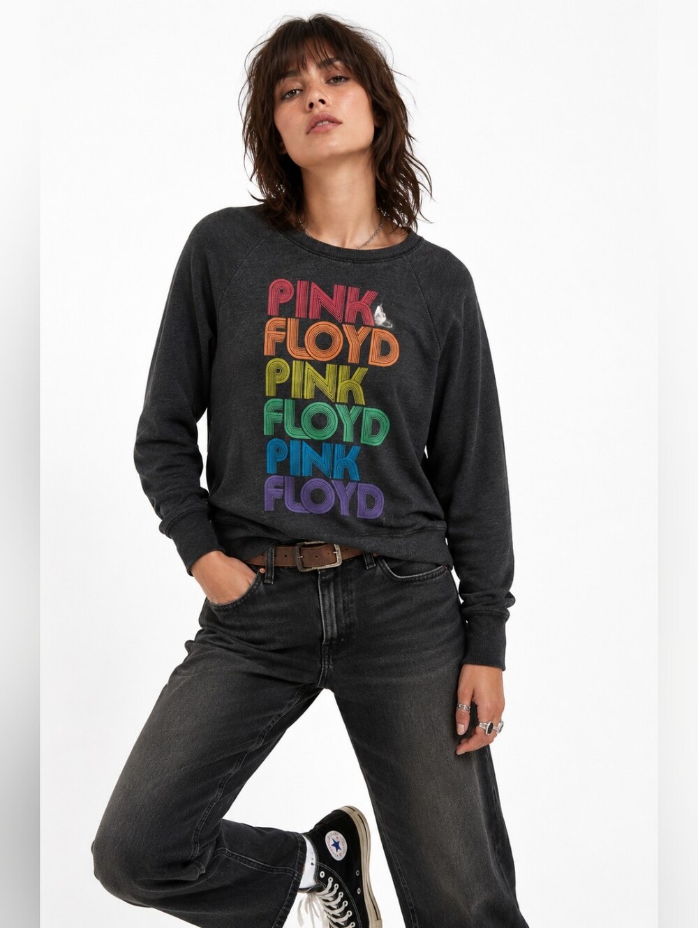 Pink Floyd by Lucky Brand Rainbow Logo Graphic Sweatshirt Size L